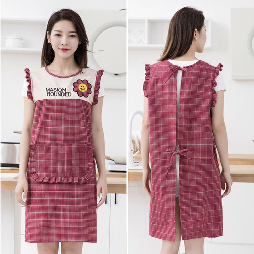 Cotton Apron Home Kitchen Stylish Women Fashion Korean Version New Anti-Stain Waist Apron Breathable Durable Workwear