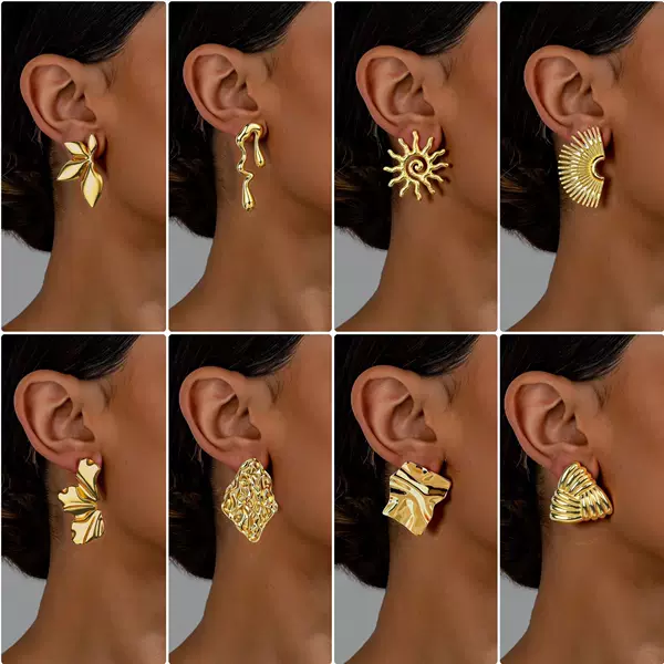 Cross-Border European and American 2026 New Style Earrings, Light Luxury, High-End, Exaggerated Style, Stainless Steel Earrings, French Retro Earrings
