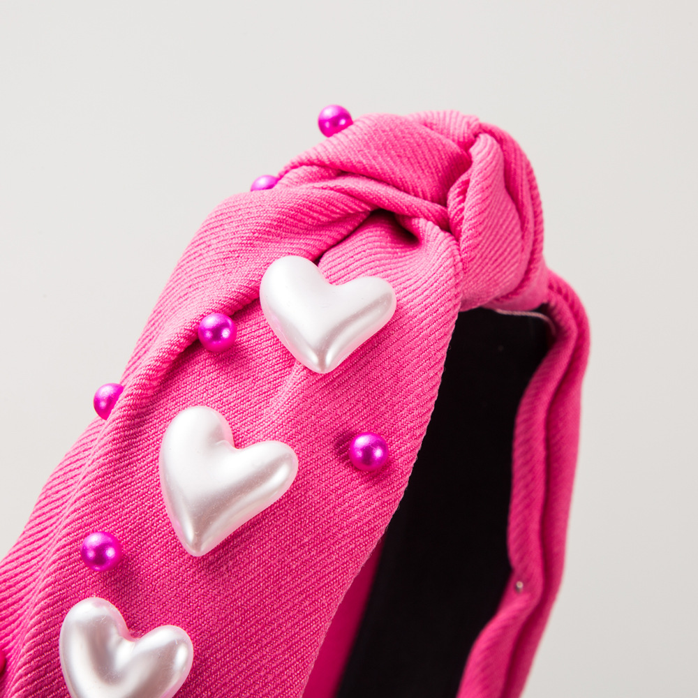 Diadema de Perlas de Moda Transfronteriza para Mujer con Múltiples Cuentas en Forma de Corazón, Accesorio para el Cabello Moderno y Dulce para el Día de San Valentín