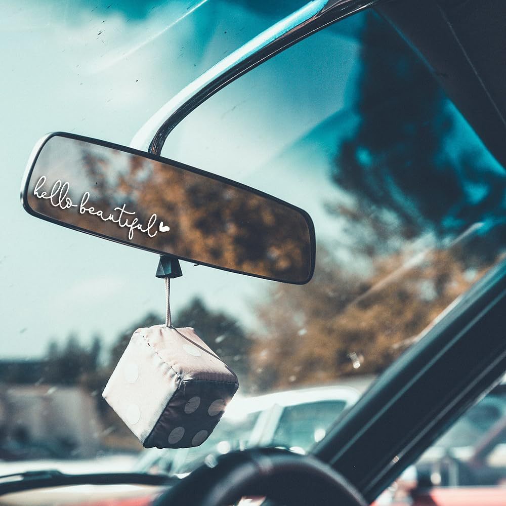 Hot Selling Hello Beautiful Car Mirror Sticker, Rear View Mirror Female Decal_voghion.com