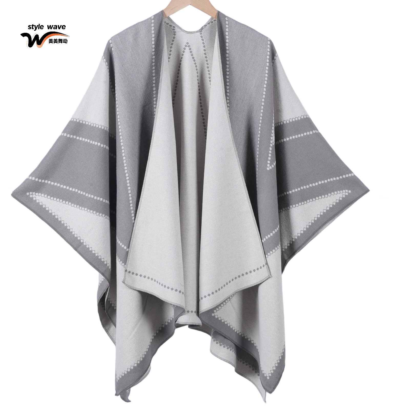 Chal capa para mujer, elegante poncho de falso cachemir con corte_voghion.com