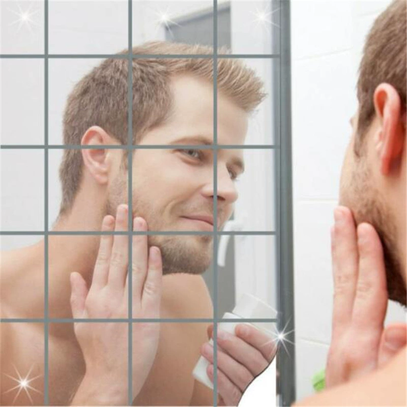 Зеркальная настенная наклейка DIY ручной работы для резки блесток для гостиной спальня для украшения дома квадратные зеркальные наклейки