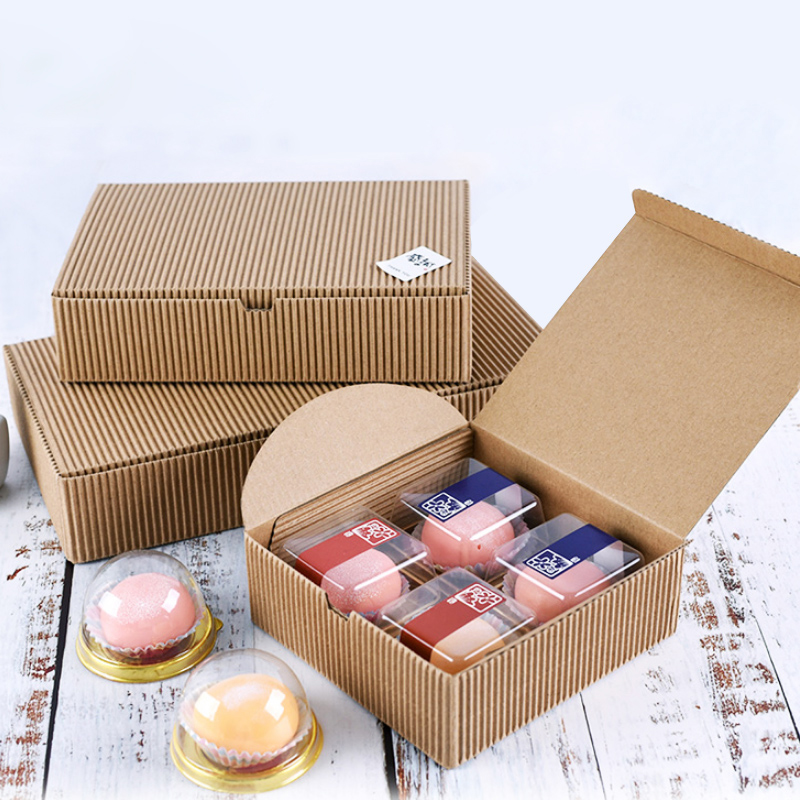 Square retro cowhide carton 4/6 capsules 8 capsules 80 grams of moon cake packaging box Puff box Xuemei biscuits West dotted box