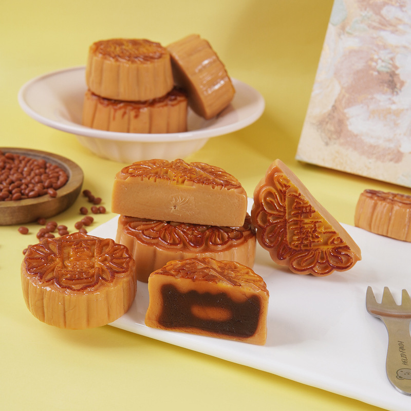 PVC仿真半个月饼模型仿真食物中秋月饼挂件广式蛋黄莲蓉月饼摆件|undefined