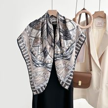 新款数码双面印花包头头巾丝毛质感90方巾仿羊绒柔软亲肤女士围巾