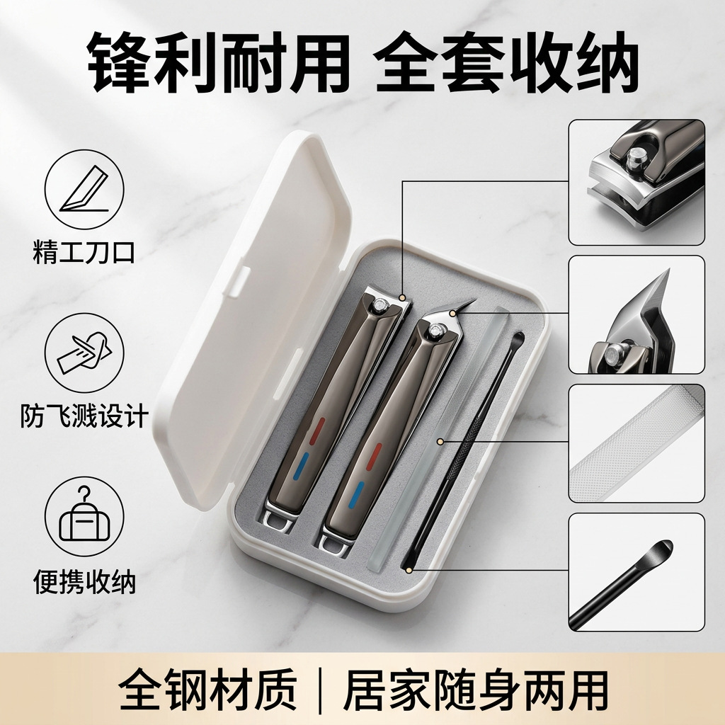 Nail Clippers, Nail Scissors in a Box, Plastic Box Set, Nail Trimming Set, Easy to Carry