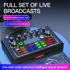 New Version F009 Cross-border English Version Live Streaming Sound Card for Mobile Phones and Computers, Specialized for Live Singing and Recording, Audio Editing Equipment