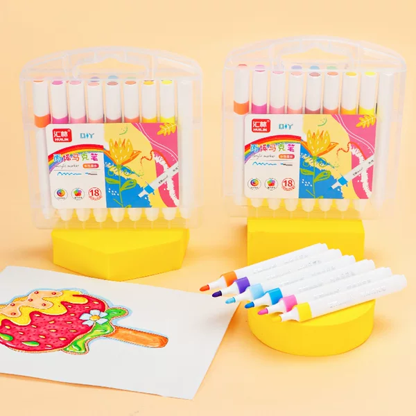 Huilin Cross-Border 18-Color Acrylic Marker Pen for Art Painting, Quick-Drying, Creative, Non-Bleeding, Stackable Colors, Drawing Pen for Students