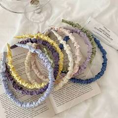 Hairband Girl Forest Style Pleated Satin Super Fairy Cream Sweet Simple Korean Style Elegance Hair Accessory Colorful Pressed Hair Headband 