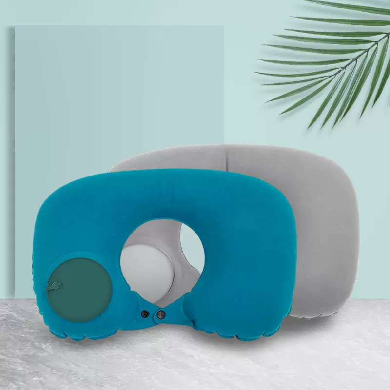 充气枕旅行便携护颈枕按压充气颈枕u型枕 旅游脖枕午睡枕飞机枕