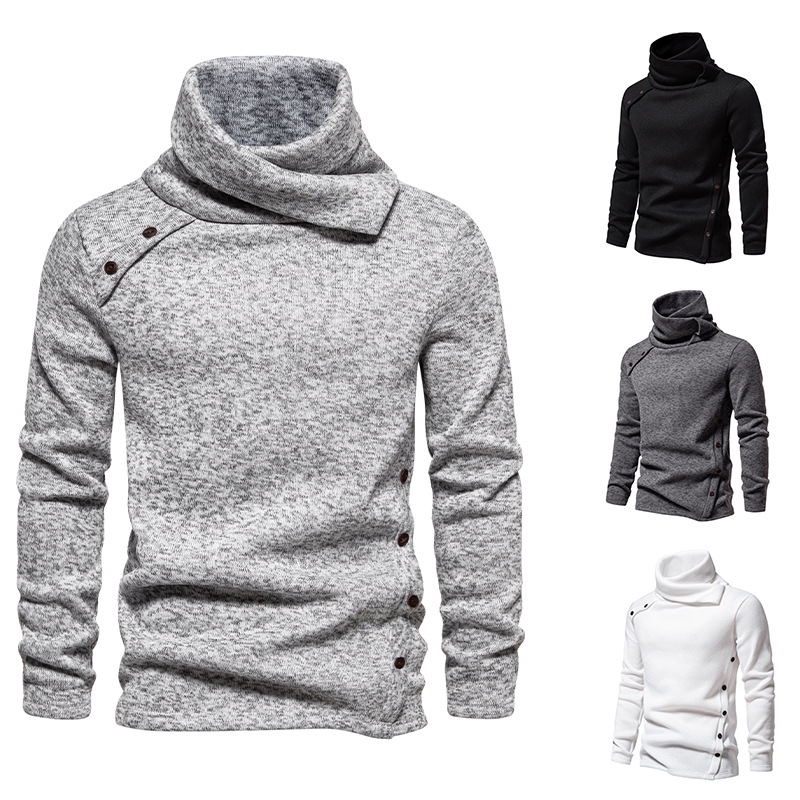 Herren Herbst und Winter neuer britischer Stil Pullover mit Florkragen, modischer, lässiger Kapuzenpullover_voghion.com