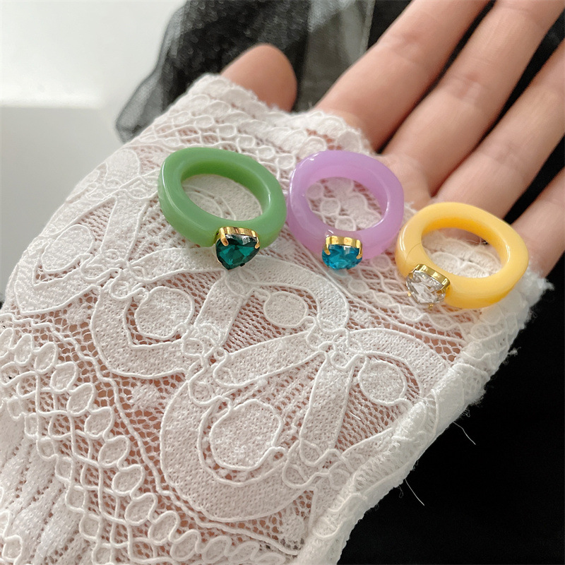 Wholesale Korean Gem Candy Color Transparent Acrylic Ring display picture 21