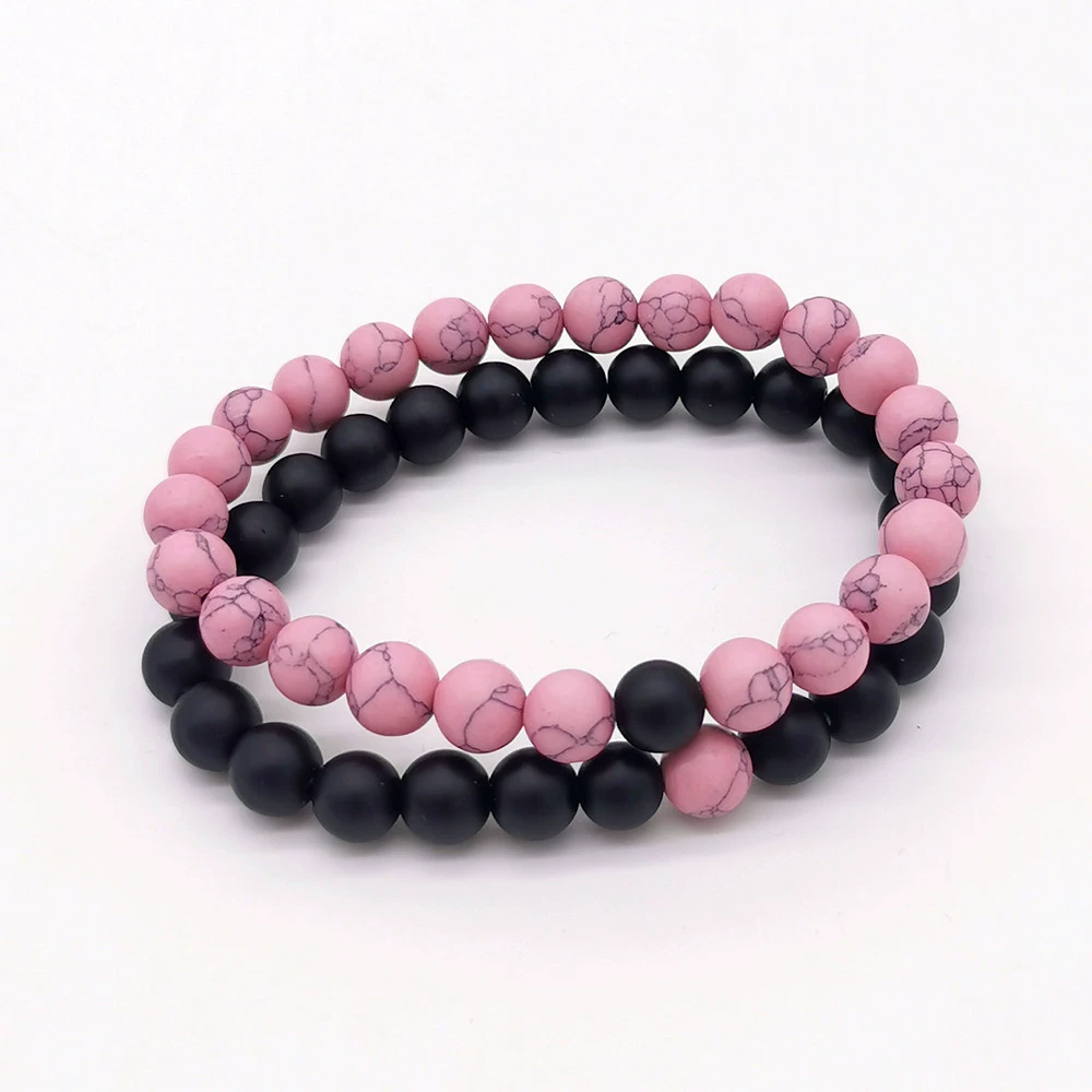 Matte turquoise accessory, fuchsia set, beaded bracelet, bead bracelet, Amazon, for beloved, European style