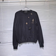 外贸跨境高品质25ss CH 秋冬新款梵文十字架圆领套头针织毛衣现货