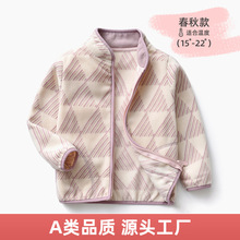 2026秋新款 女宝宝摇粒绒外套几何印花薄款立领抓绒夹克薄wy1599