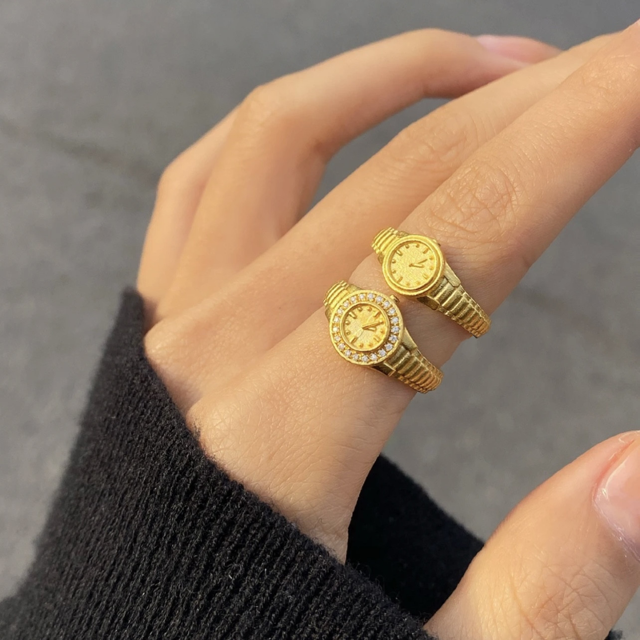 New Small Gold Couple For Women, Ins Style, Light Luxury, Adjustable, Personalized Rings, Gift, Niche Index Finger Rings_voghion.com