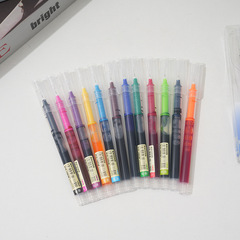 12色の直液式のボールペンの中性ペンの学生のカラーペンはノートをします。