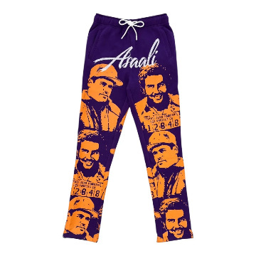 Other Sweatpants 3D Digital Print Mugshot Purple Orange