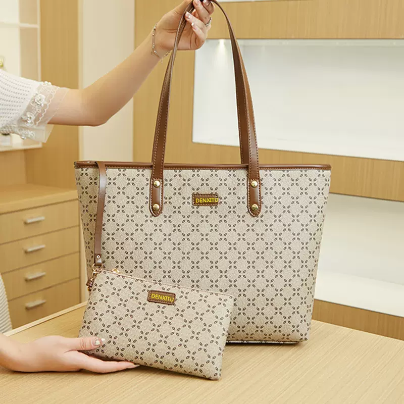 印花托特包通勤老花手提通勤女包上班族2025新款潮大容量百搭腋下