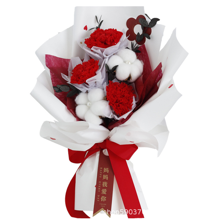 Ramo de Flores Preservadas, Claveles Reales para Regalo de Cumpleaños de Profesor, Día del Maestro, Ramo de Claveles Preservados al por Mayor