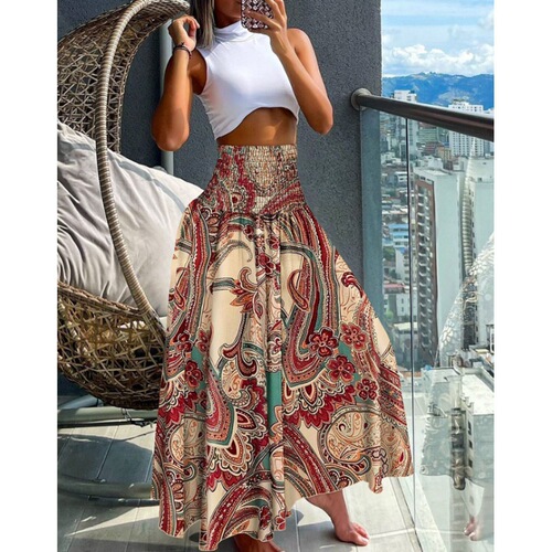 2024 New Women's Summer Casual Loose Vacation Maxi Dress Half Dress for Women in Europe and America