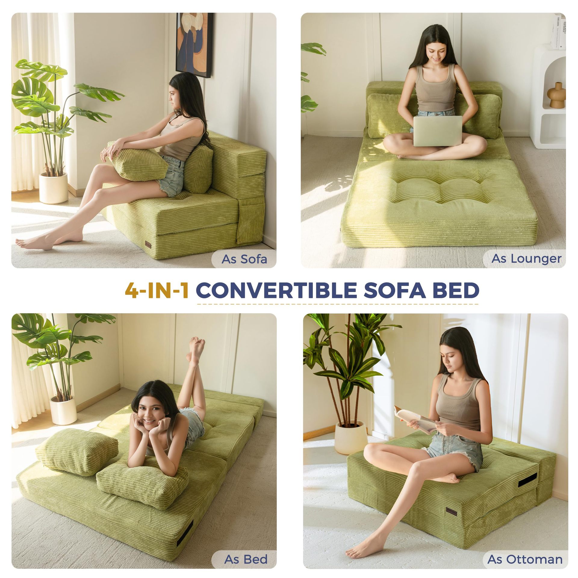 Amazon 2 - en - 1 sofá de tela plegable sala de estar cama tatami vacío sofá compresión sofá cama perezosa