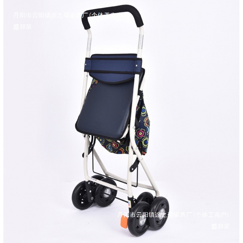 Shopping Cart for the Elderly, Hand-Pushed Walker, Small Shopping Cart, Foldable Walker That Can Sit on