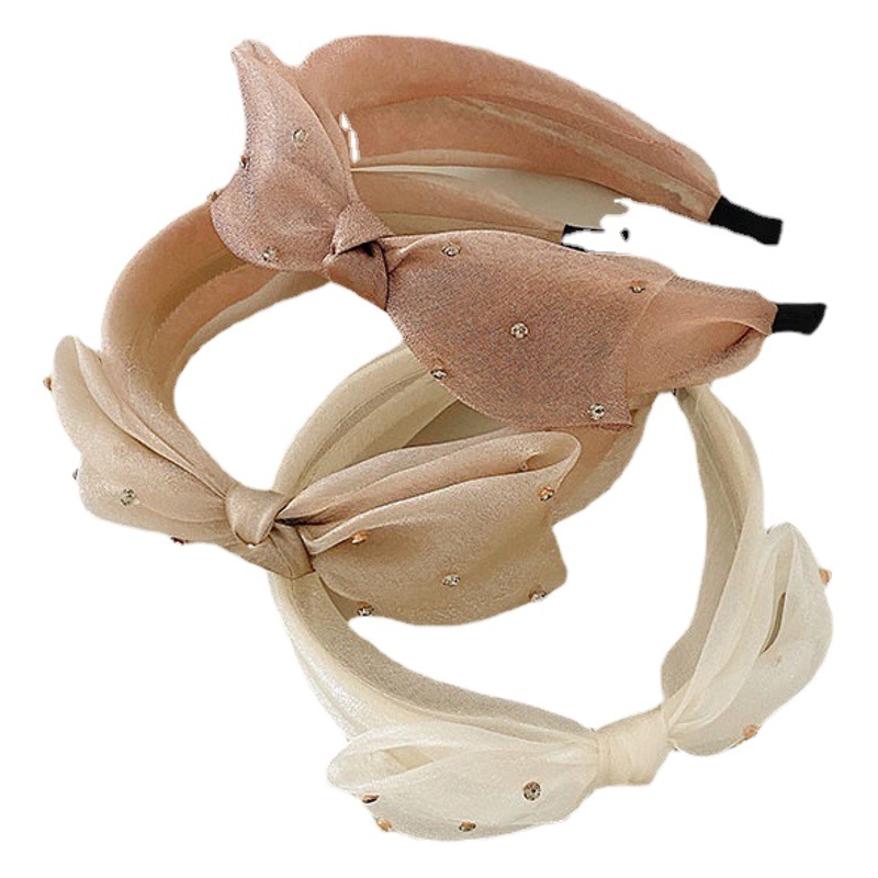 Diadema de malla dulce con diamantes de imitación estilo coreano al por mayor, accesorio para el cabello estilo bosque femenino, diadema de hadas para lavarse la cara.
