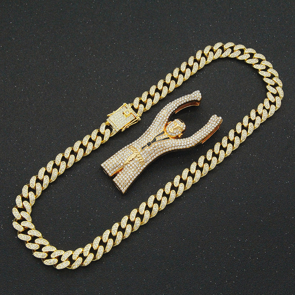 Fashion Cuban Necklace Full Of Diamonds Villain Necklace Wholesale display picture 4