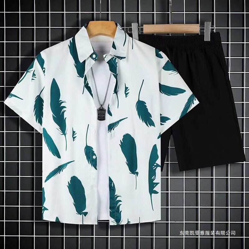 Summer Island Clothing Hainan Sanya Hawaiian Shirt Men's Beach Shorts Couple Style Cool Seaside Trendy Set