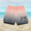 Pink and gray gradient [double-layer swimming trunks]