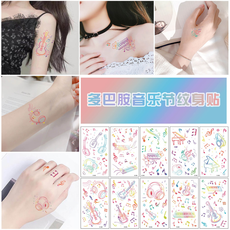 Cross-border Source Color Music Festival Tattoo Stickers Advanced Sense ins Concert Notes Should Aid Temporary Tattoo Stickers