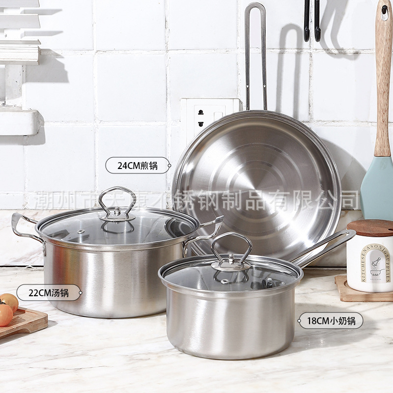 Juego de Batería de Cocina de Acero Inoxidable Set de 5 Piezas de Acero Inoxidable 410 Sin Recubrimiento para Hogar, Restaurante y Hotel image 2