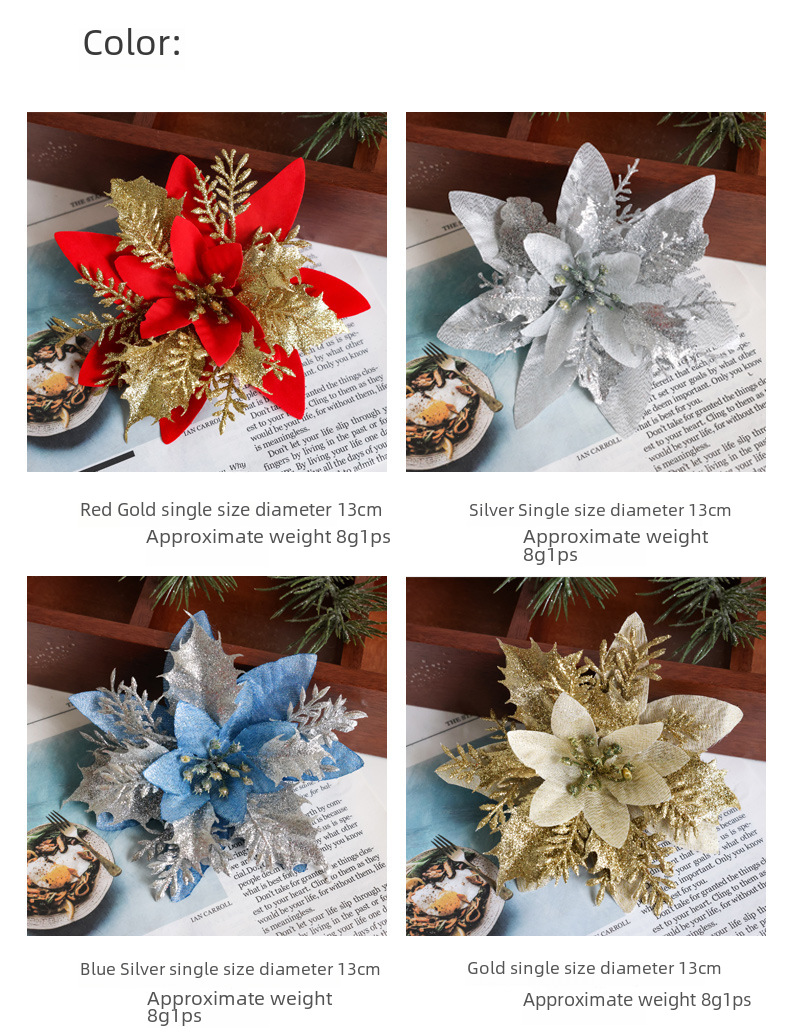 Decorazioni natalizie cipolla artificiale panno floccaggio panno polvere da spolverare fiore di Natale decorazione albero di Natale accessori ghirlanda di Natale_voghion.com