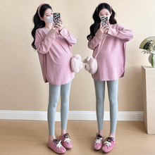 现货2025春装新款孕妇装宽松时尚潮妈休闲孕妇大码新中式T恤