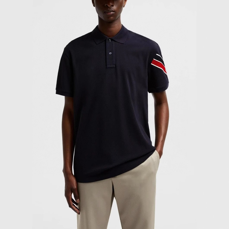 European High-Luxury Cotton Pique Material 25 Spring and Summer New Mc Mouth Haute Couture Men's Short-Sleeved Polo Shirt