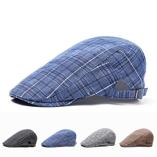 Plaid spring and summer trend cap cap, men's sunshade baseball cap, beret, forward Korean sun hat