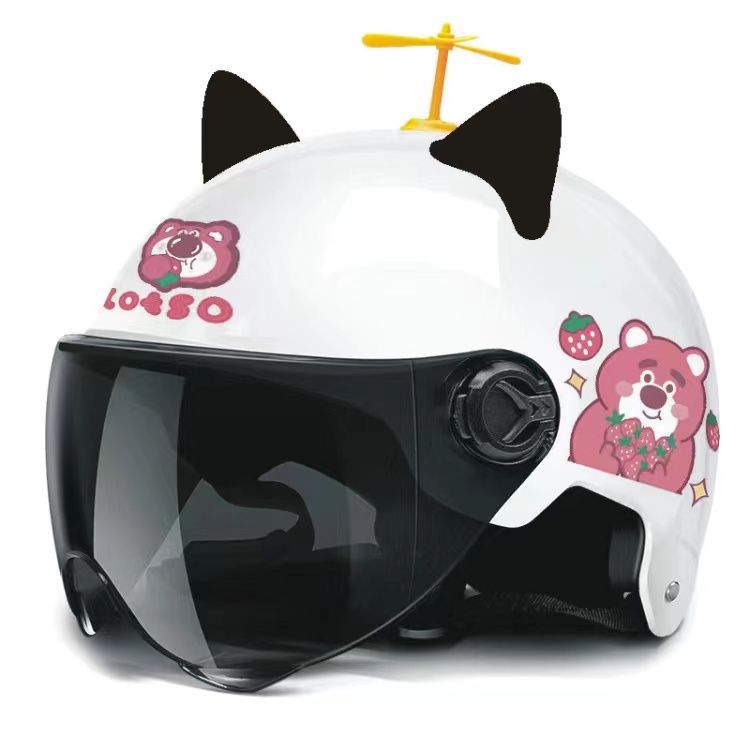 Universal Summer Sunscreen | Universal Auto Parts and Accessories - xk-white-strawberry-bear-black-ears-car-short-tea