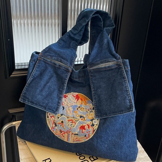 Bolsos verano mujer 2024 nuevo bolso de mezclilla moda hombro de gran capacidad casual bolso de viaje para mujer