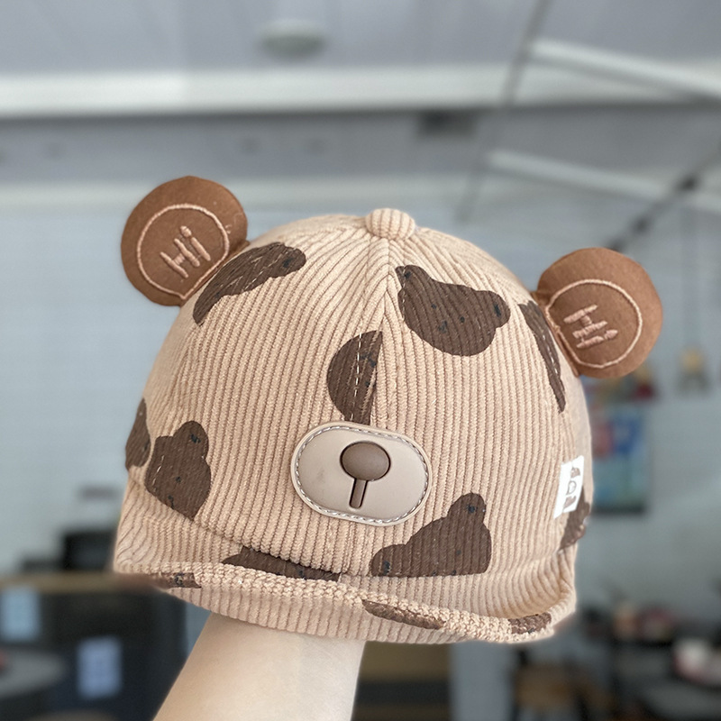 Sombrero para bebés otoño y invierno lindo gorra de lengua de superpeso para bebés a prueba de viento cálido con檐 suave gorra de béisbol para bebés otoño