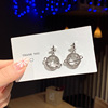 Silver needle, earrings, fashionable zirconium, french style, silver 925 sample, light luxury style, internet celebrity