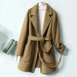 时尚减龄毛呢大衣女中长款2026春秋潮款宽松显瘦休闲呢子外套风衣