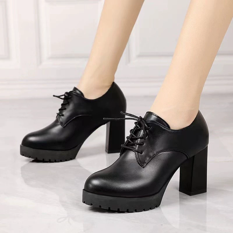 2024 Весенняя и Осенняя Одиночная обувь Профессиональная рабочая обувь Черная женская обувь на каблуке