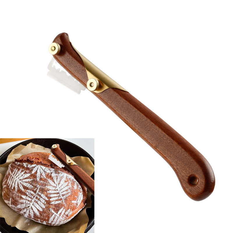 [Baking tools] new wooden handle arc bread cutter dough repair knife European bread baguette repair knife