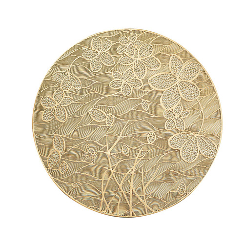 Nordic-style perforated PVC round Western dinner mat, home Ins-style gold foil heat-insulating mat, waterproof and anti-slip dining table mat, cross-border