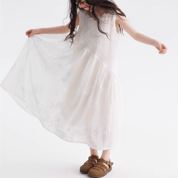 Girls' Skirt 2026 New Summer Style 3394 Korean Style Children's Clothing for Older Kids with Embossed Embroidery Holiday Dress