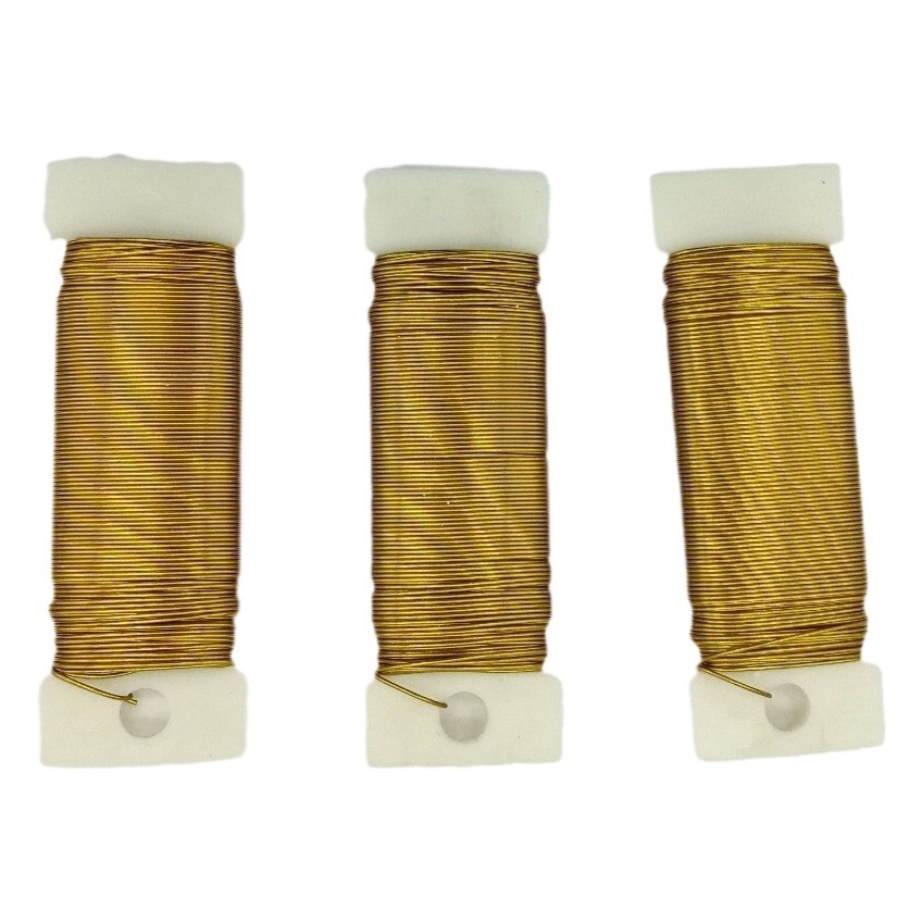 Pulsera de seda tejida a mano 0,35mm * 50m Alambre de hierro plateado dorado Alambre de pintura a la parrilla Alambre floral hecho a mano