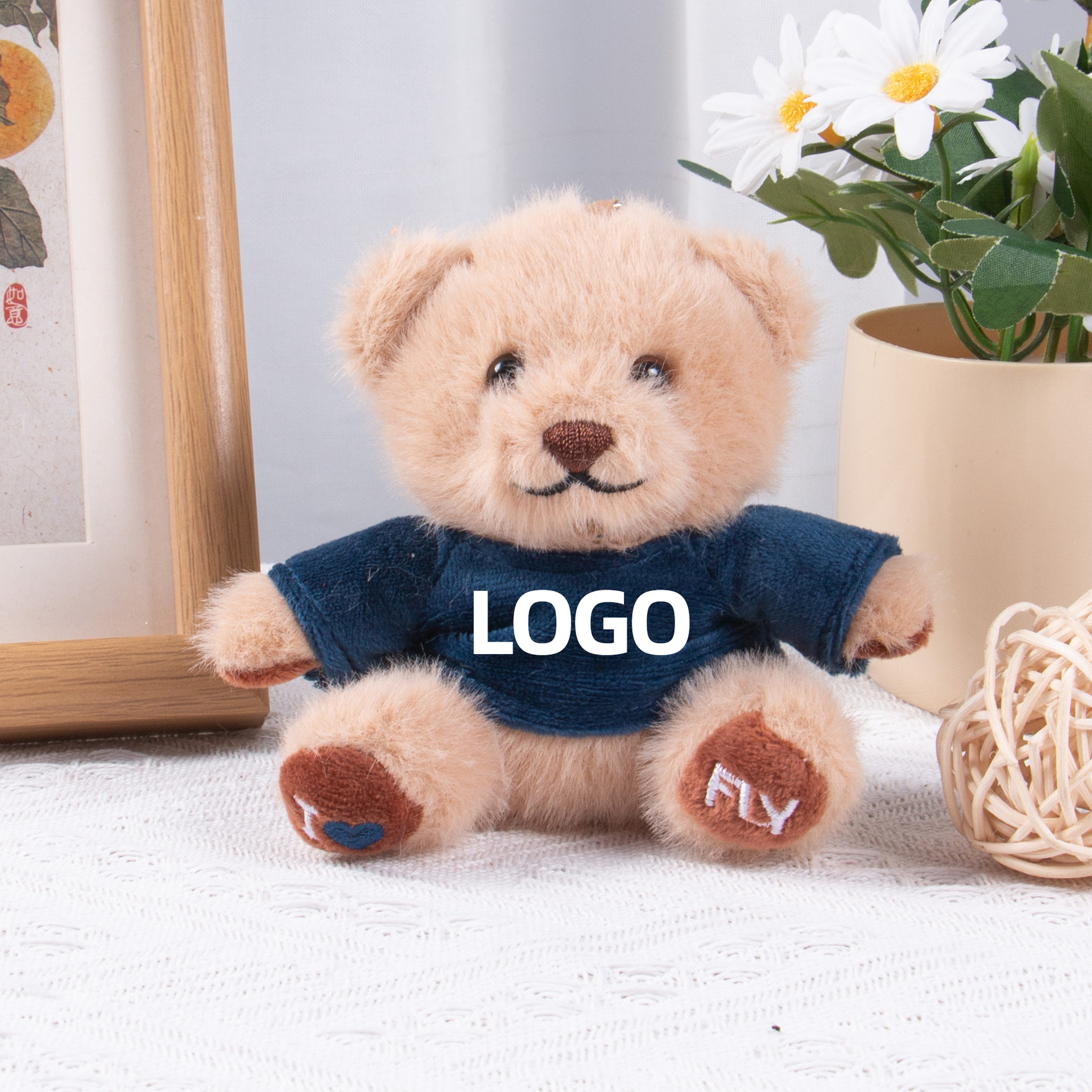 Teddy Bear Keychain Colgante logotipo impresa mochila juguetes de peluche regalos de graduación al por mayor