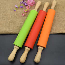 优质10寸木柄硅胶擀面杖饺子皮擀面粉棍厨房擀皮工具易清洗