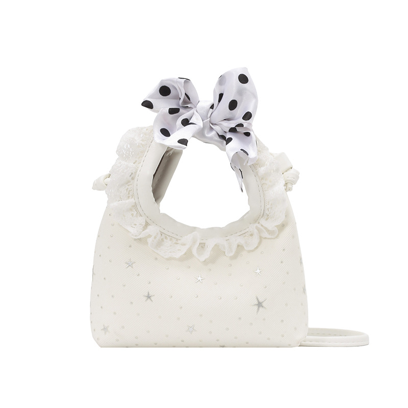 Bolsos de encaje para niños, nuevo arco de punto de onda, bolsos de mano para bebés, lindas estrellas pequeñas, bolsos de hombro para niñas